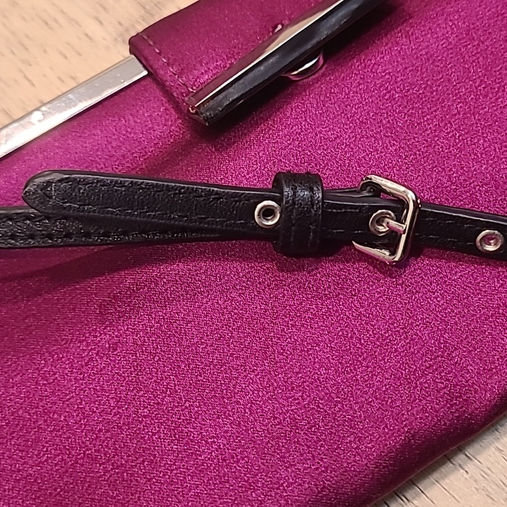Vtg Y2K Jacob Purple Satin Frame Bag Adjustable Strap Clutch Handbag NWOT 💜 - Picture 5 of 7